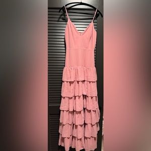 Pink ruffle tiered dress size M